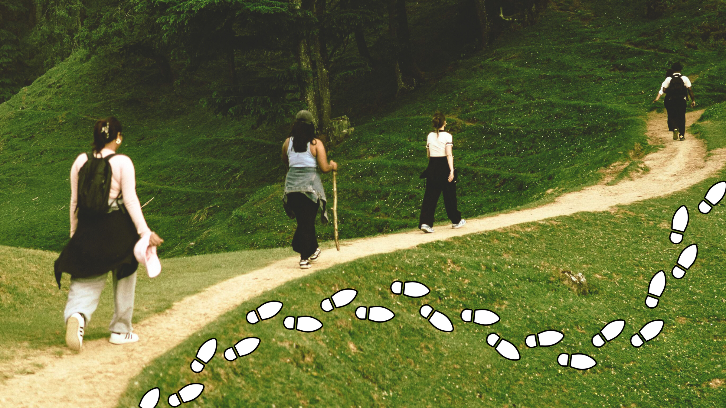 people walking on a trail