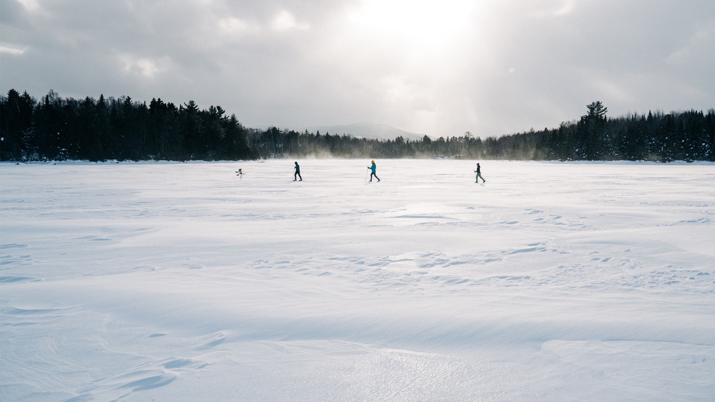 Cross-country skiing in the 100-Mile Wilderness in Maine