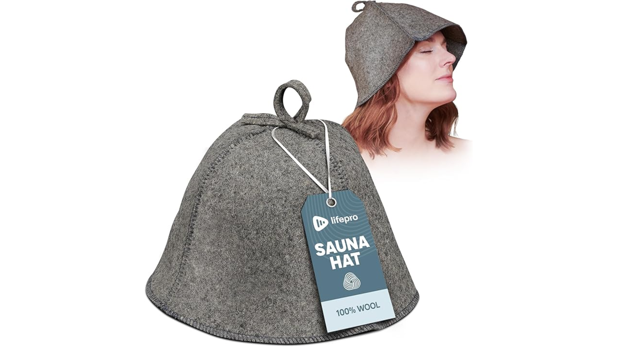 LifePro gray woolen hat for home sauna use