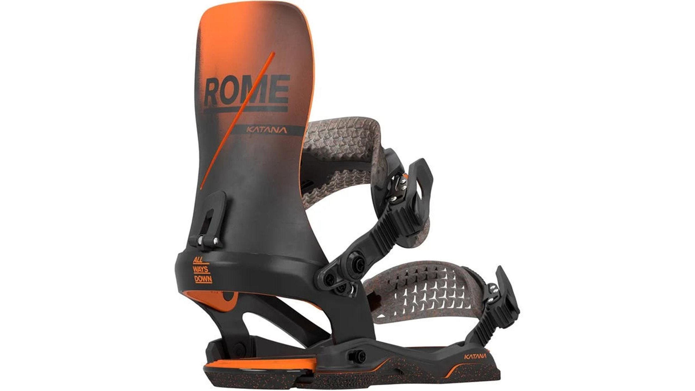 Rome Katana AW black and orange snowboard bindings