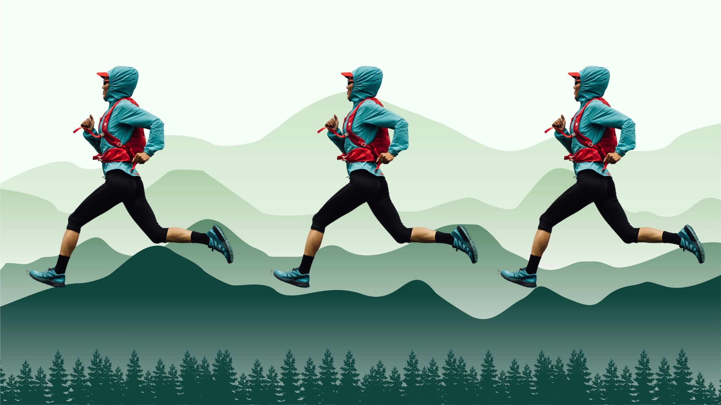 running graphic of runner over mountains