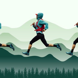 running graphic of runner over mountains