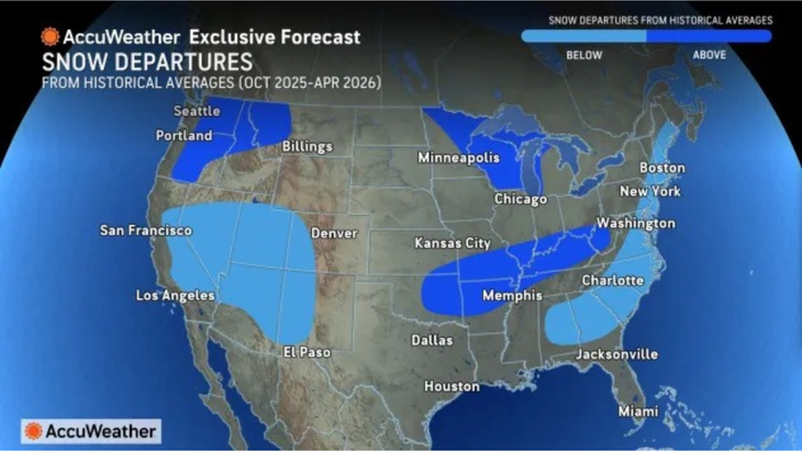 snow departures from historical averages