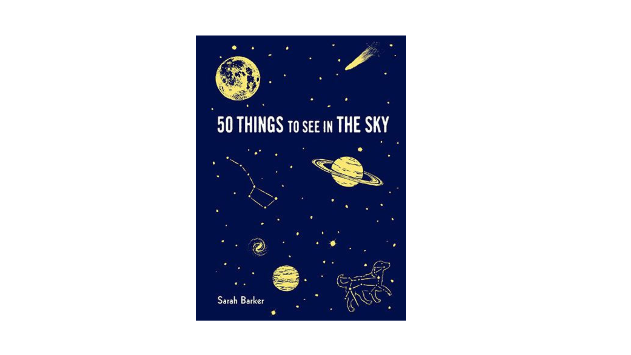 book cover of outer space and words "50 Things to see in the Sky"
