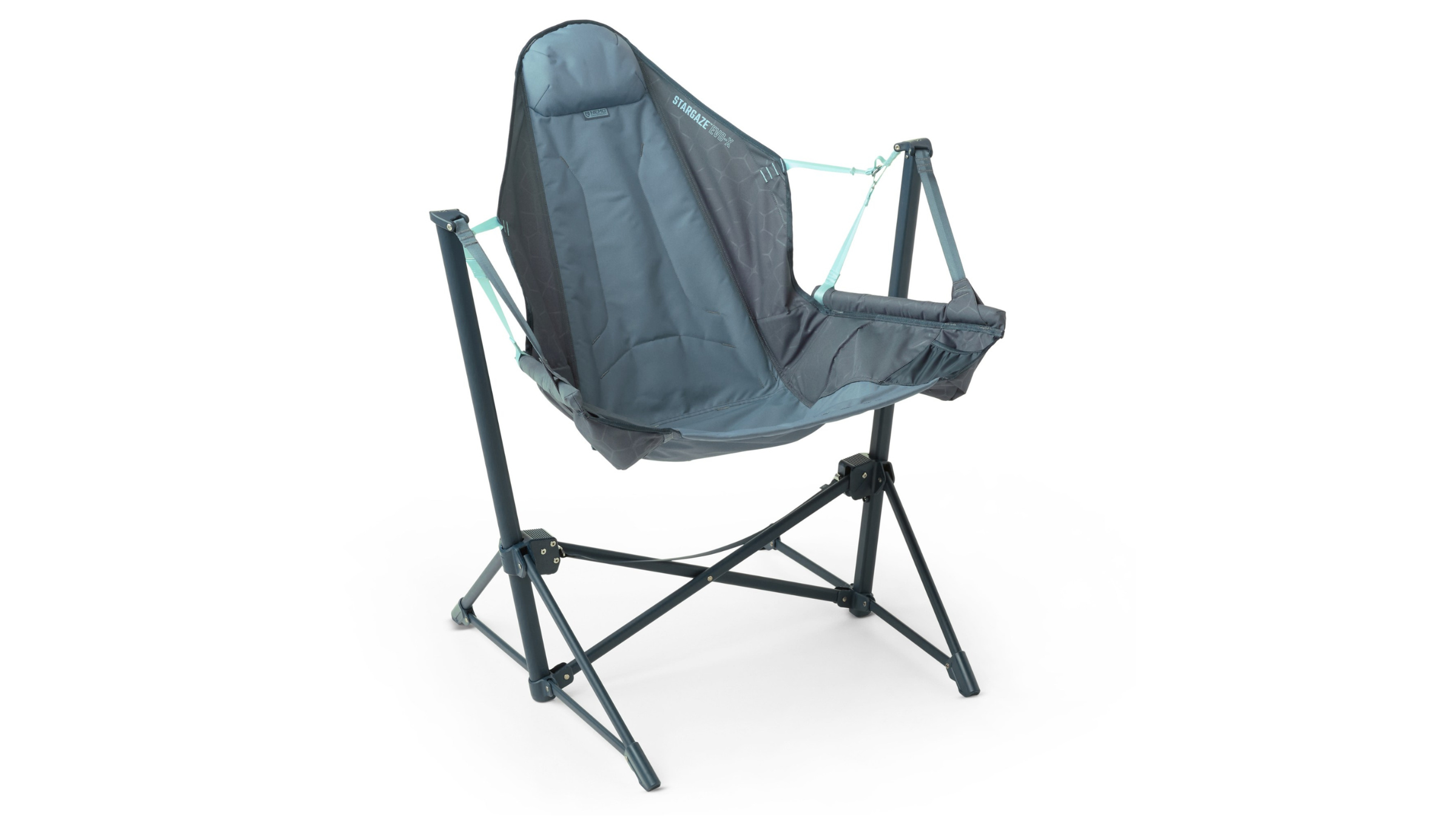 blue NEMO outdoor folding chair on white background
