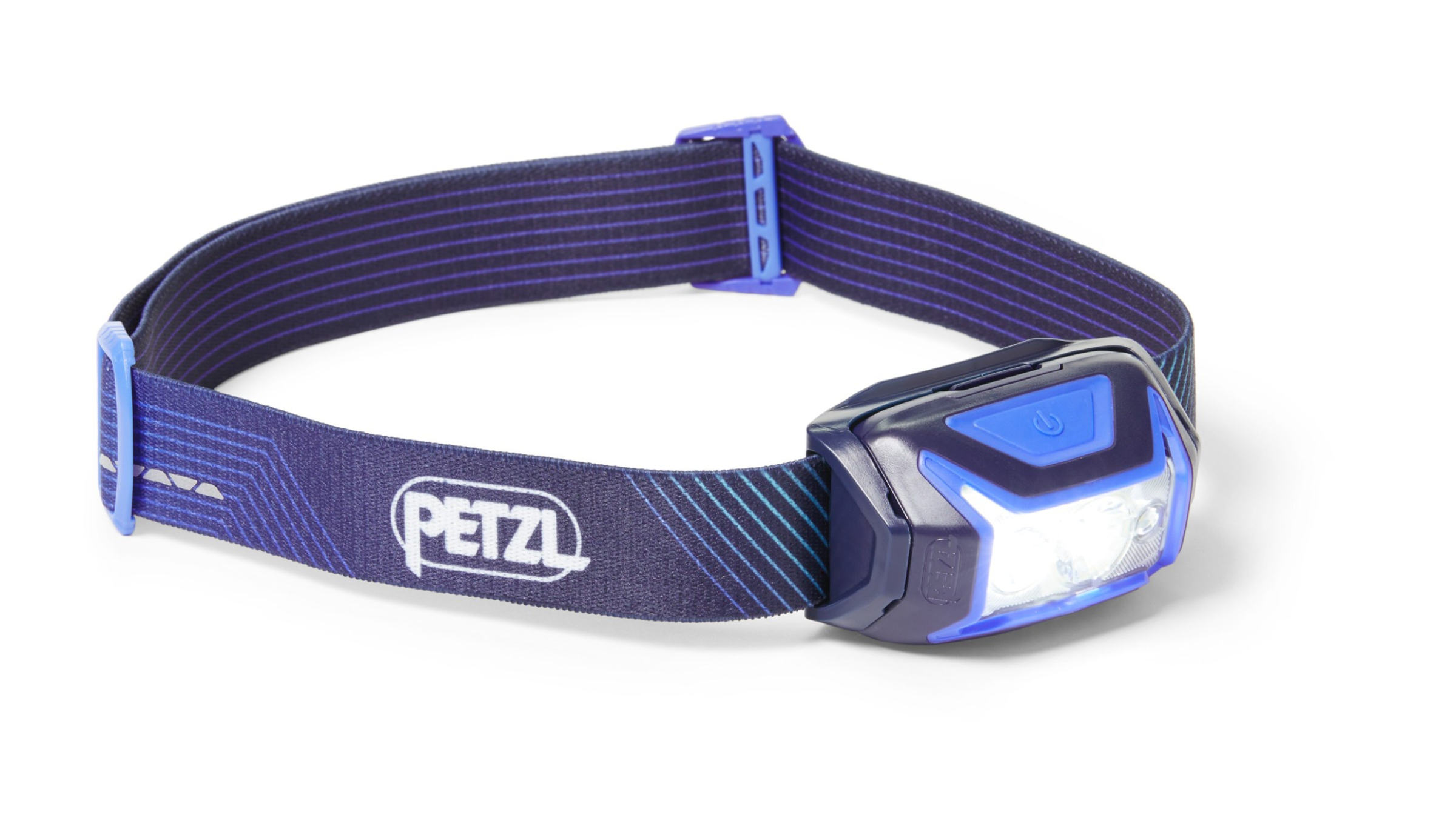 Blue and purple headlamp on white background, stargazing must-have gear