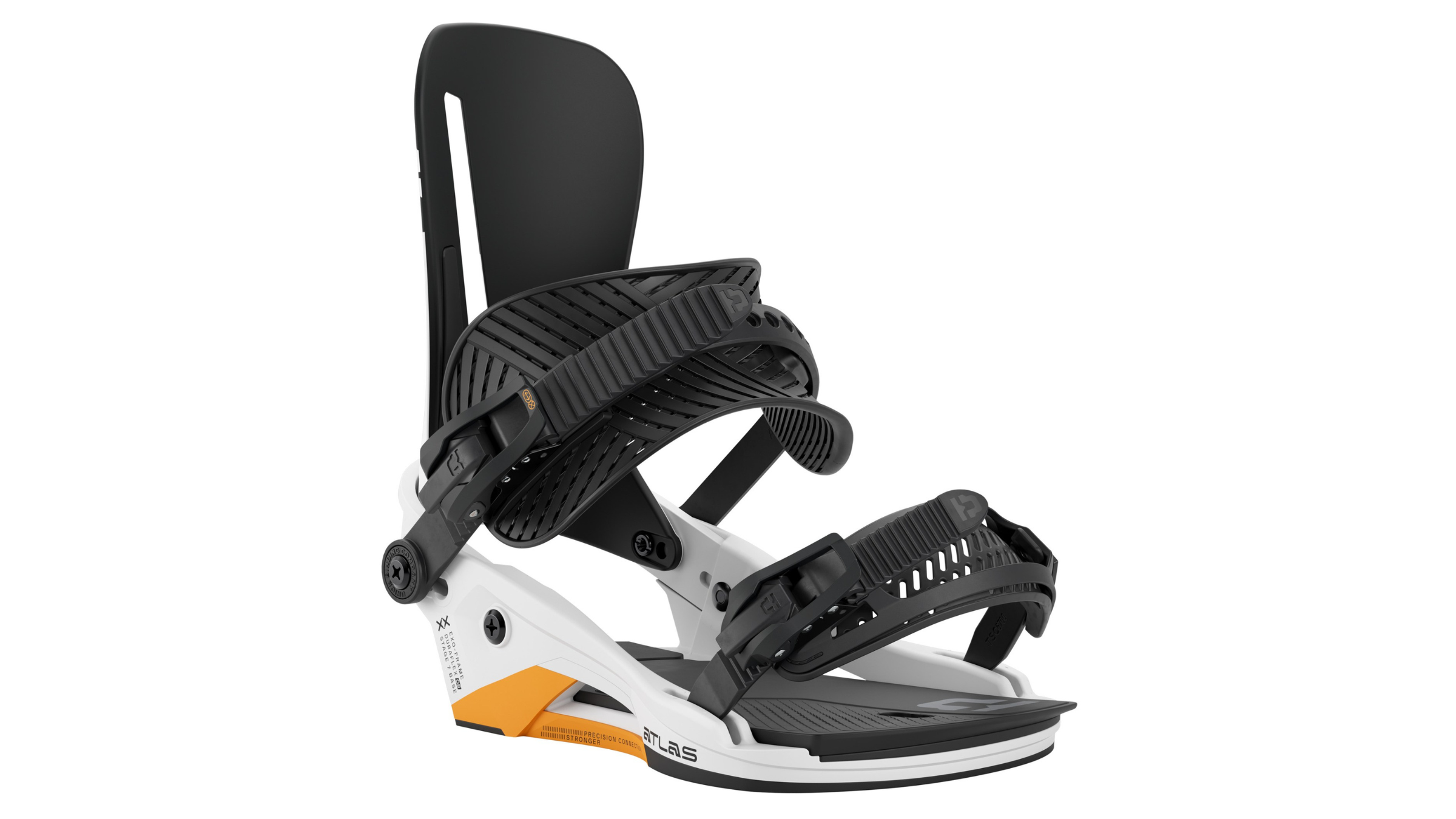 Union Atlas Bindings white snowboarding on white background