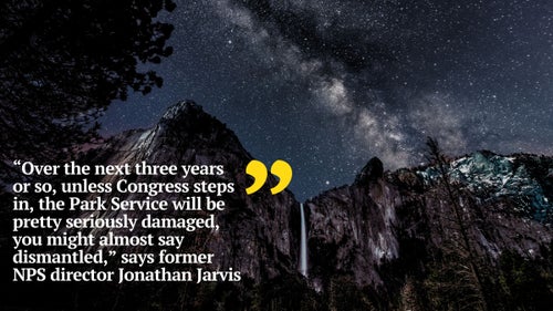 The milky way in the sky above Bridal Veil Falls in Yosemite National Park
