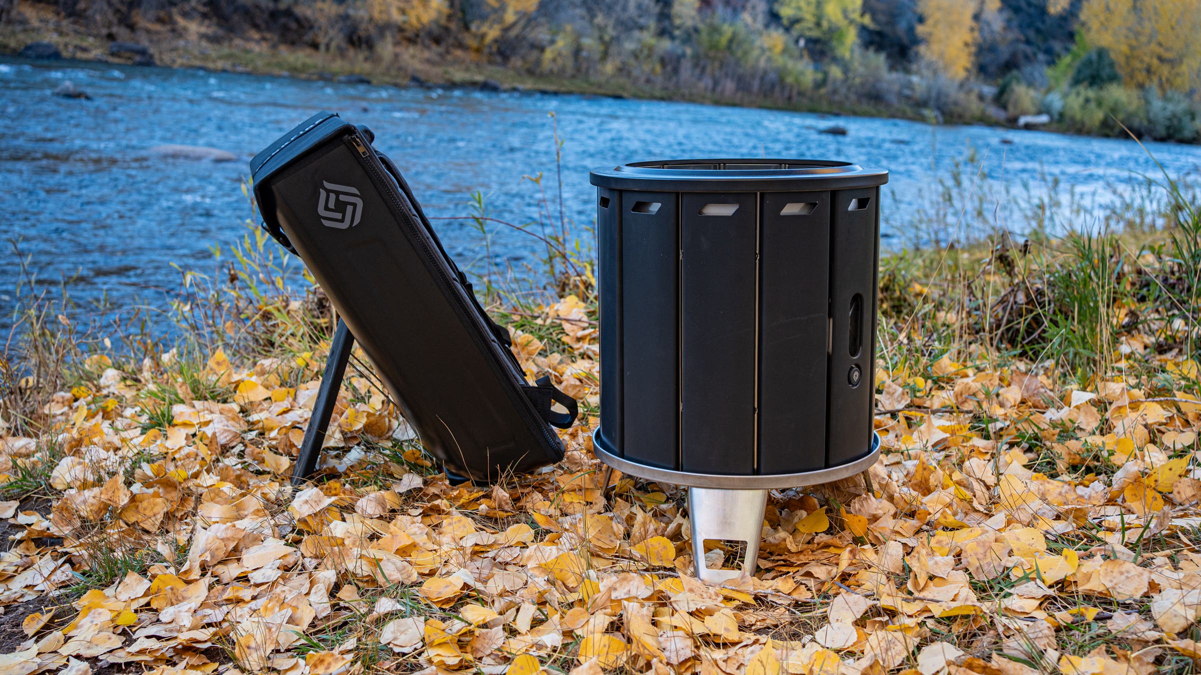 PACKFIRE Fire Pit next to river