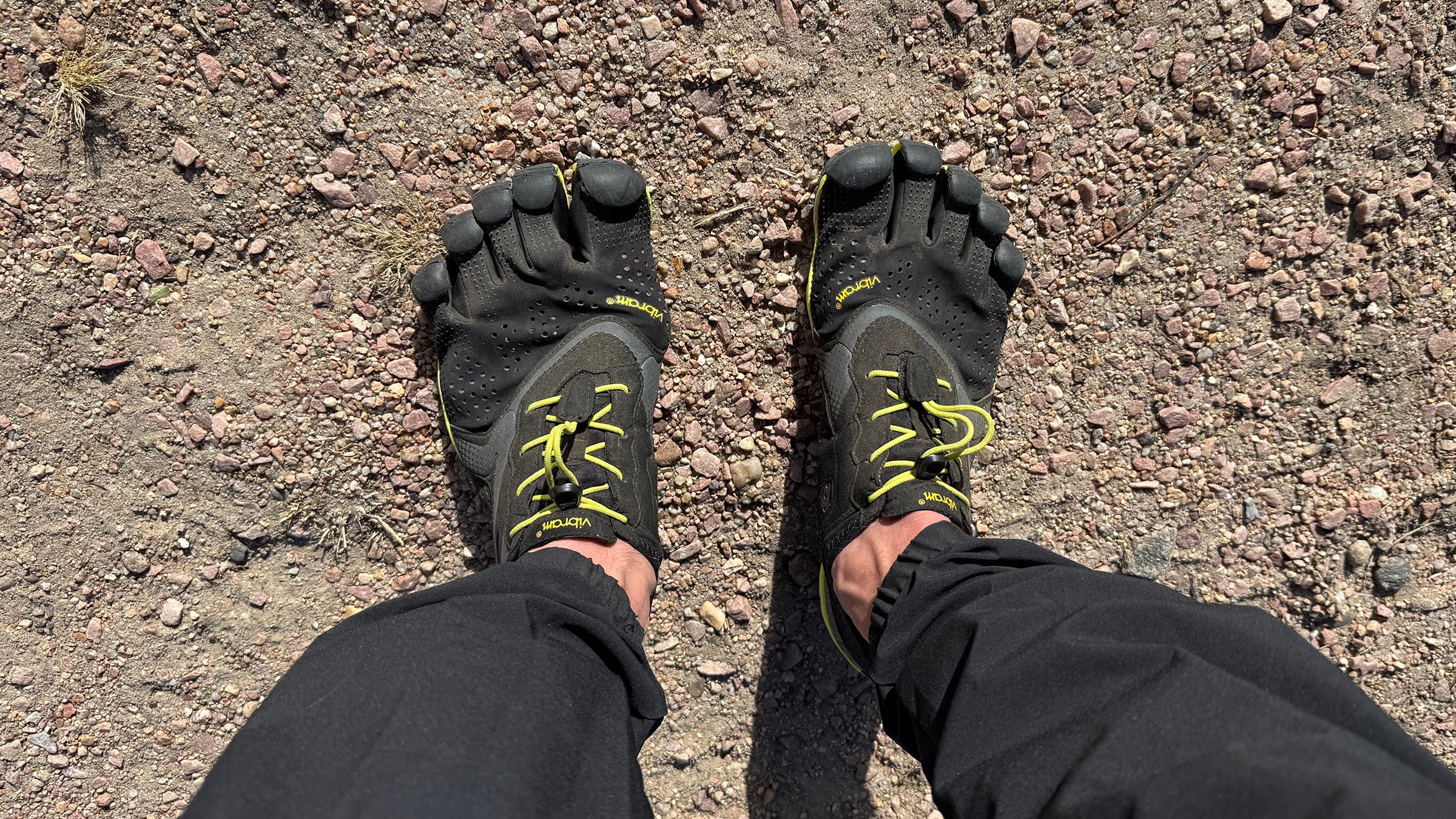 feet wearing Vibram FiveFingers