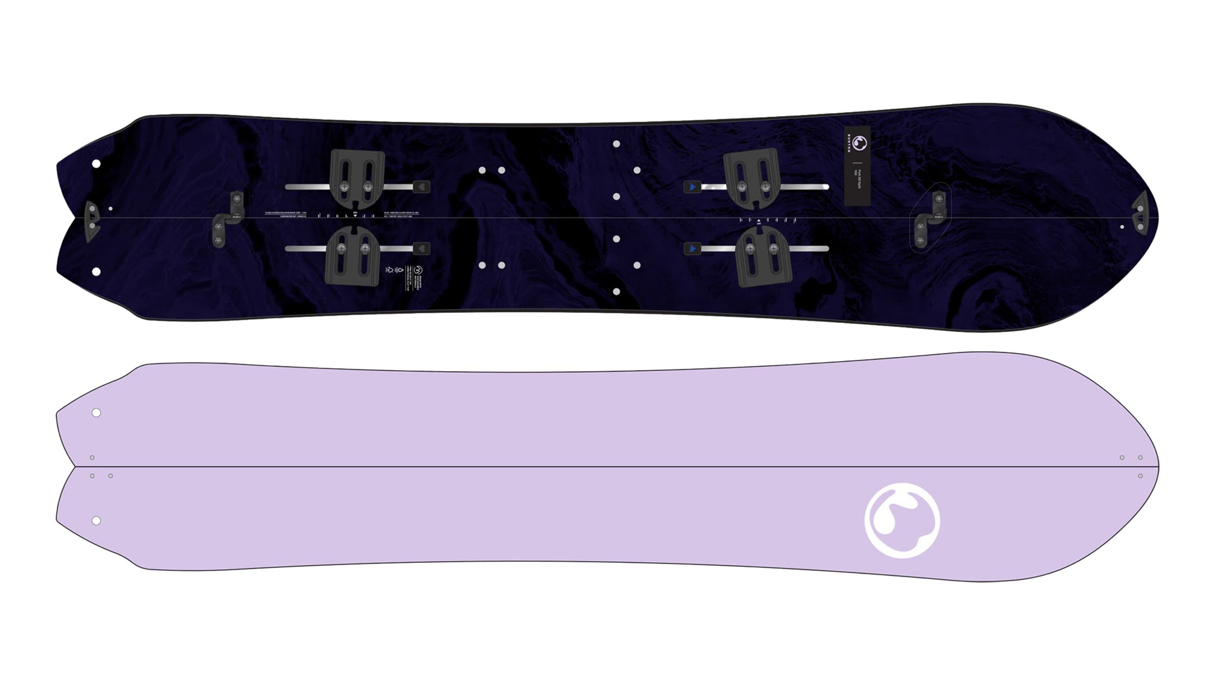 Burton Fish 3D splitboard on white background