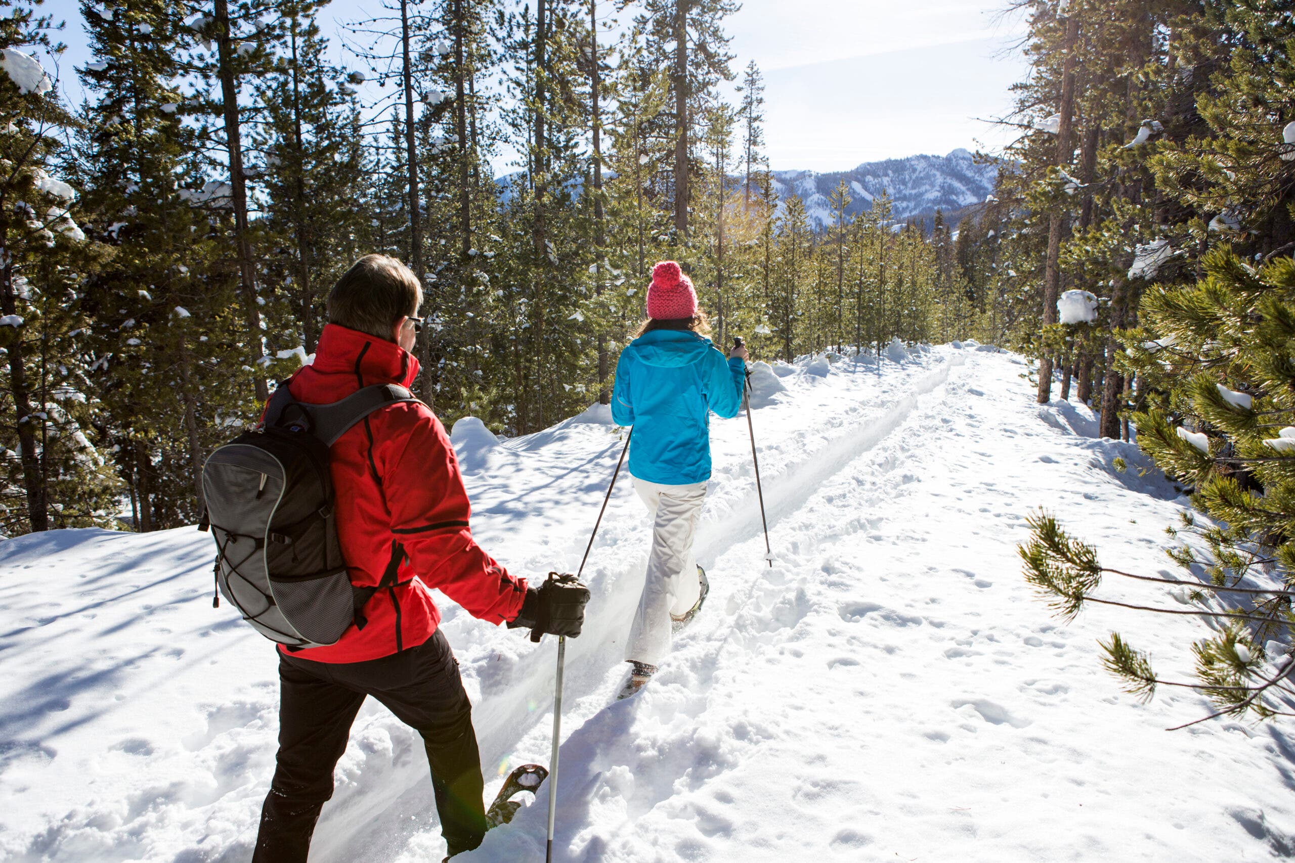 A family snowshoeing in Sun Valley