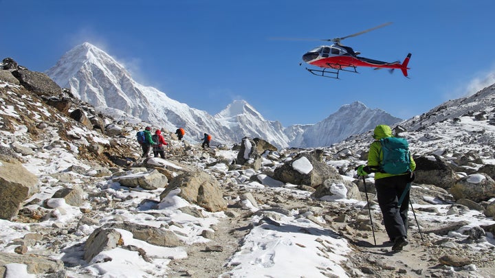 A rescue helicopter photographed in Nepal