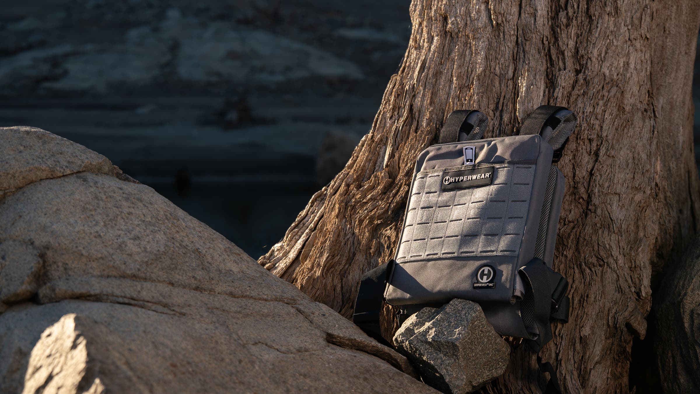 Hyperwear Hypervest product shot on rocks rucking