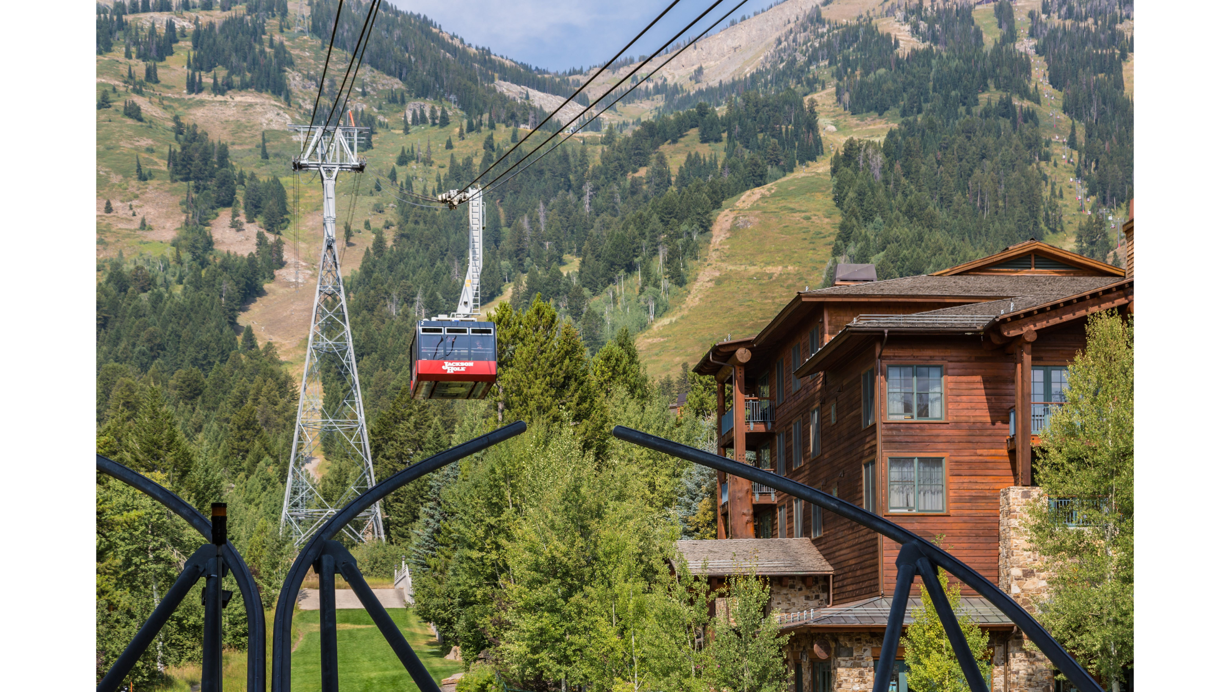 Jackson Hole Aerial Tram carries passengers to the 10,932 feet high Rendezvous Peak of Rendezvous Mountain in Teton Village just outside of Alpine, Wyoming