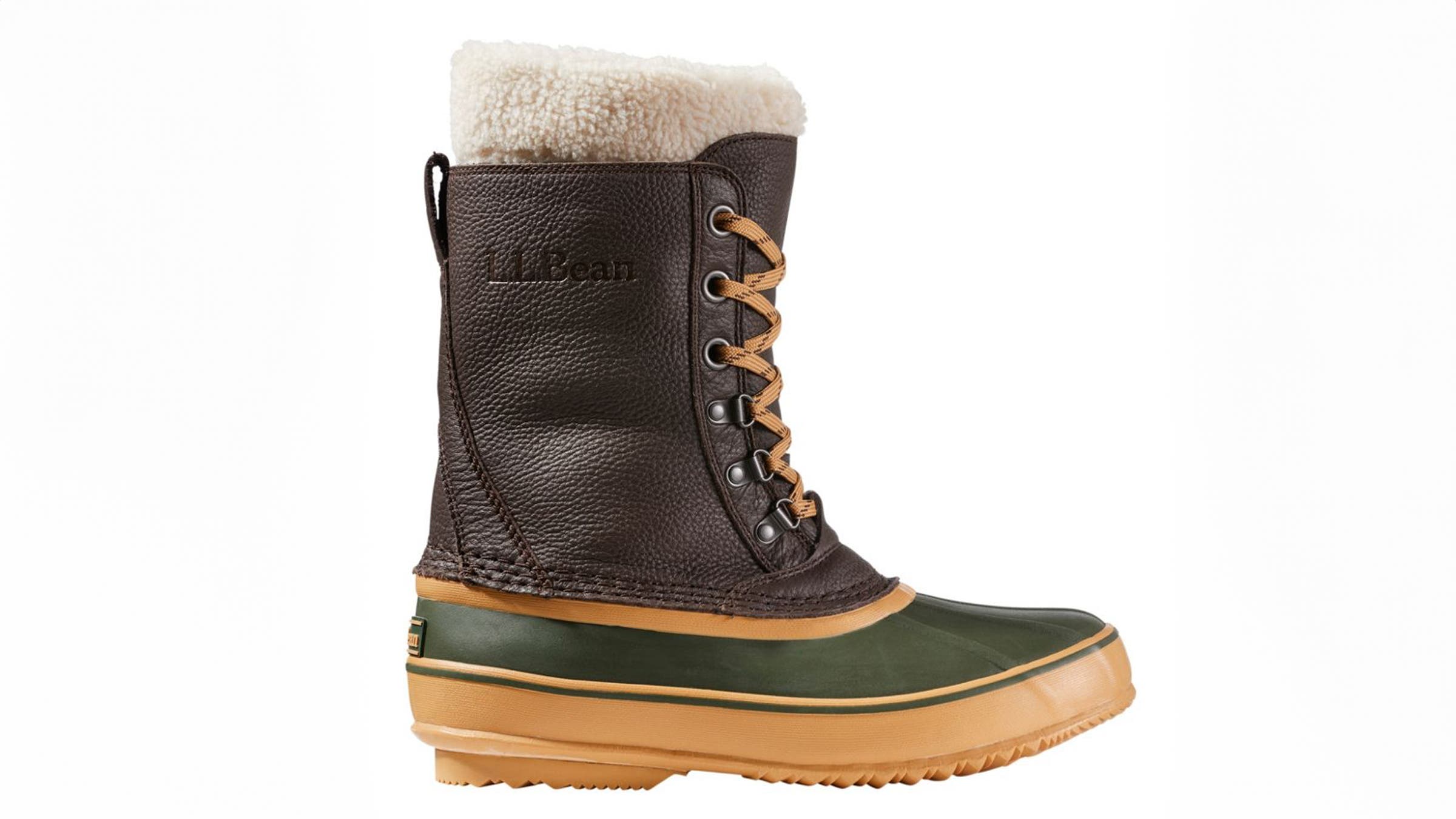 L.L. Bean Snow Boots brown on white background