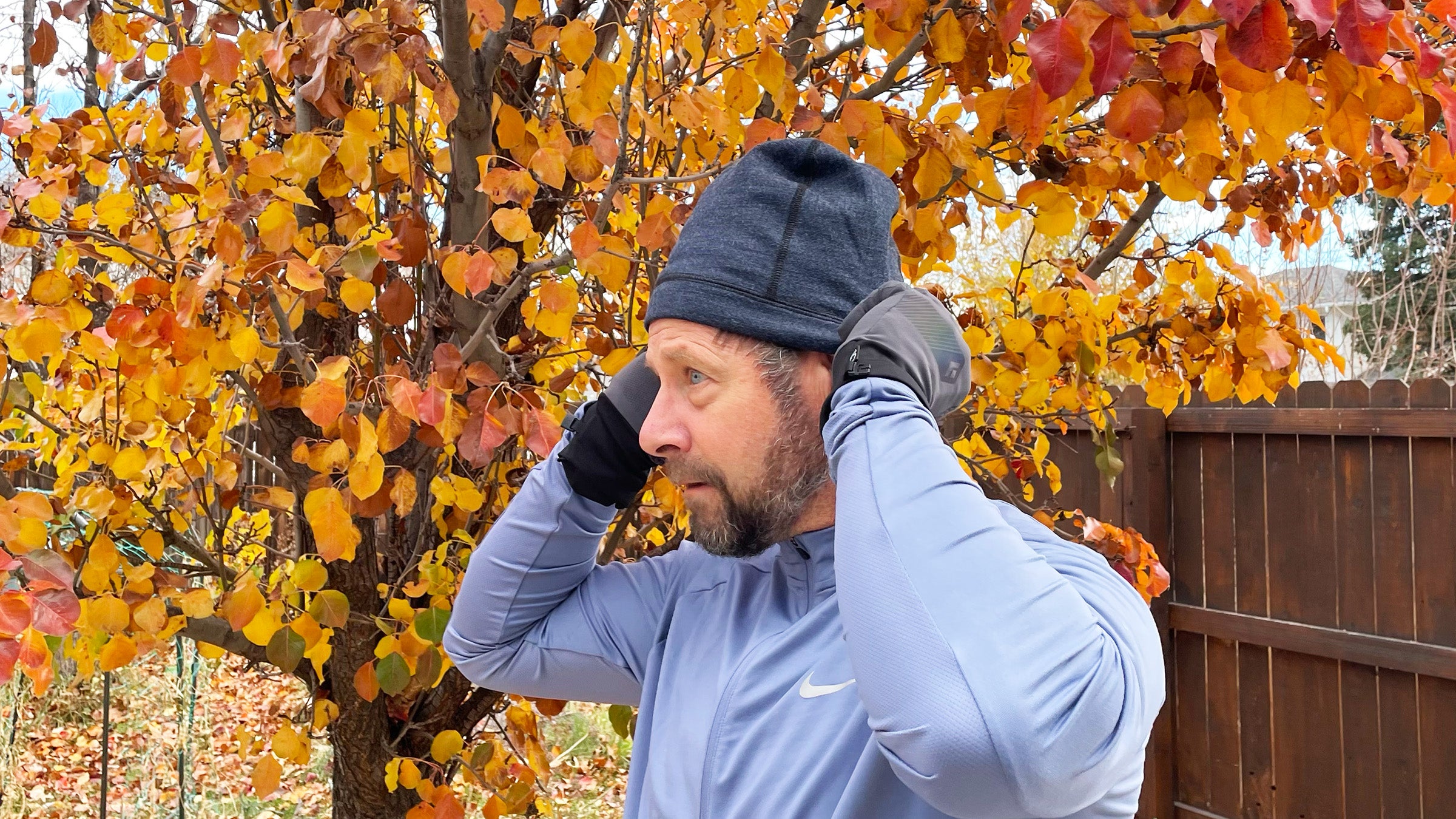mens running hat and gloves set