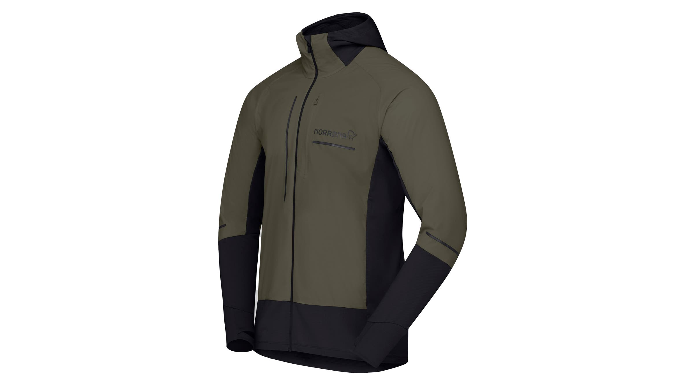 Norrøna Senja Alpha90 jacket green on white background