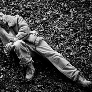 Joel wears a T-shirt by Merz B. Schwanen from Clutch Cafe London; vintage Air Force Jacket, Carhartt pants, neck scarf, and vintage boots, his own.