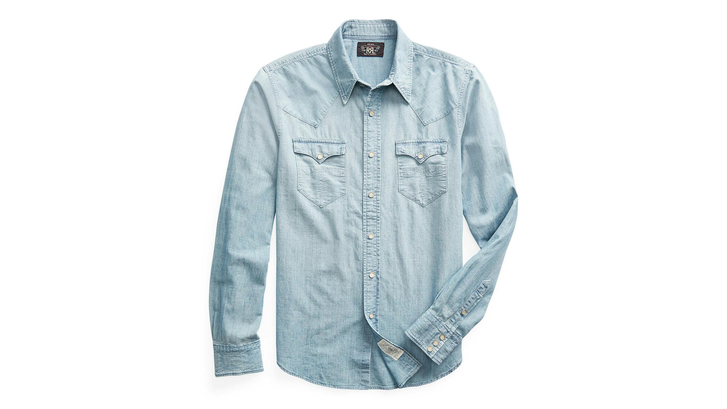 Denim shirt on white background