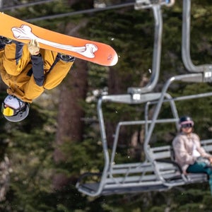 Snowboarder flips near chairlift at Kirwood in 2025