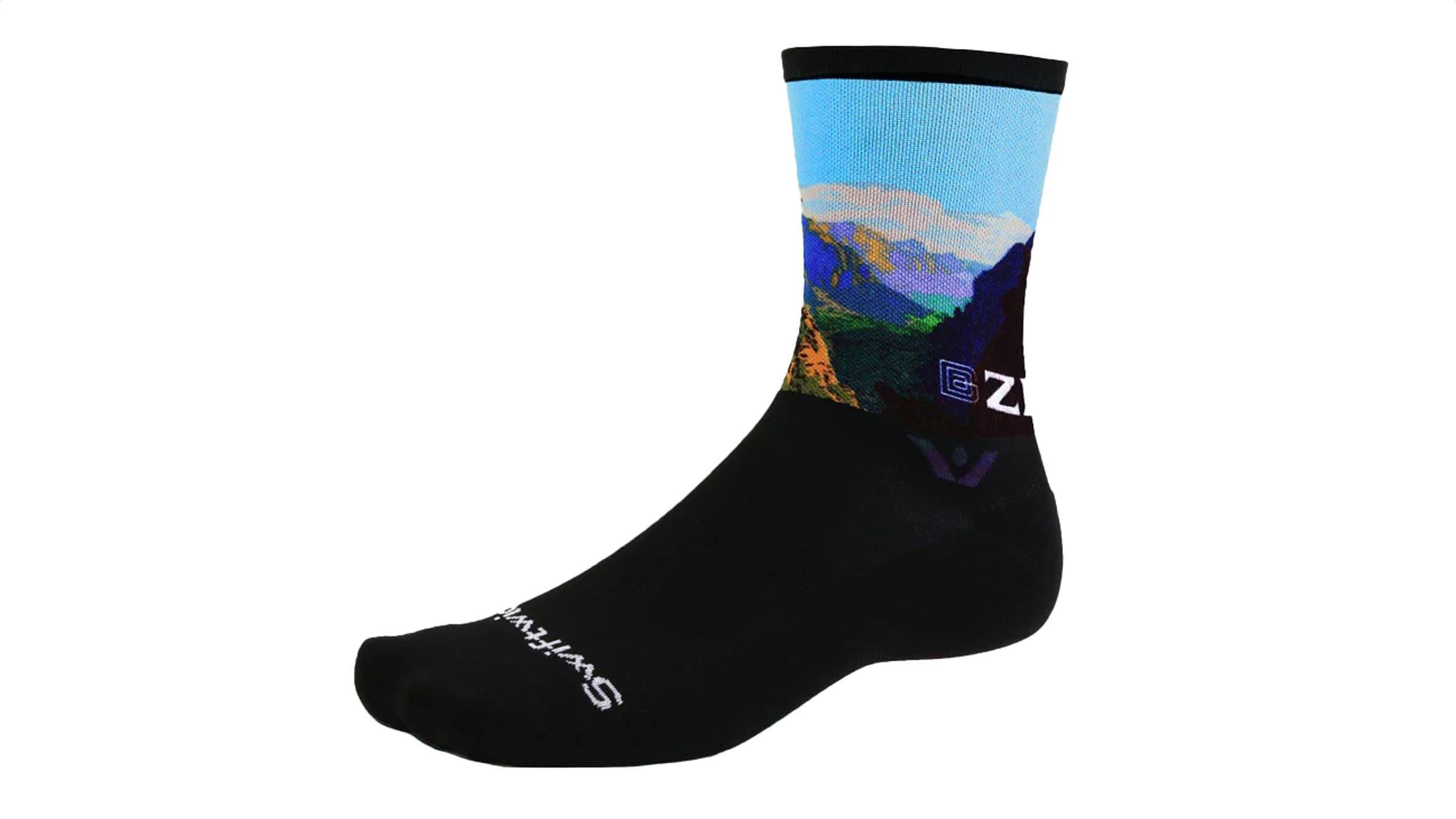 Swiftwick National Park Socks Zion on white background