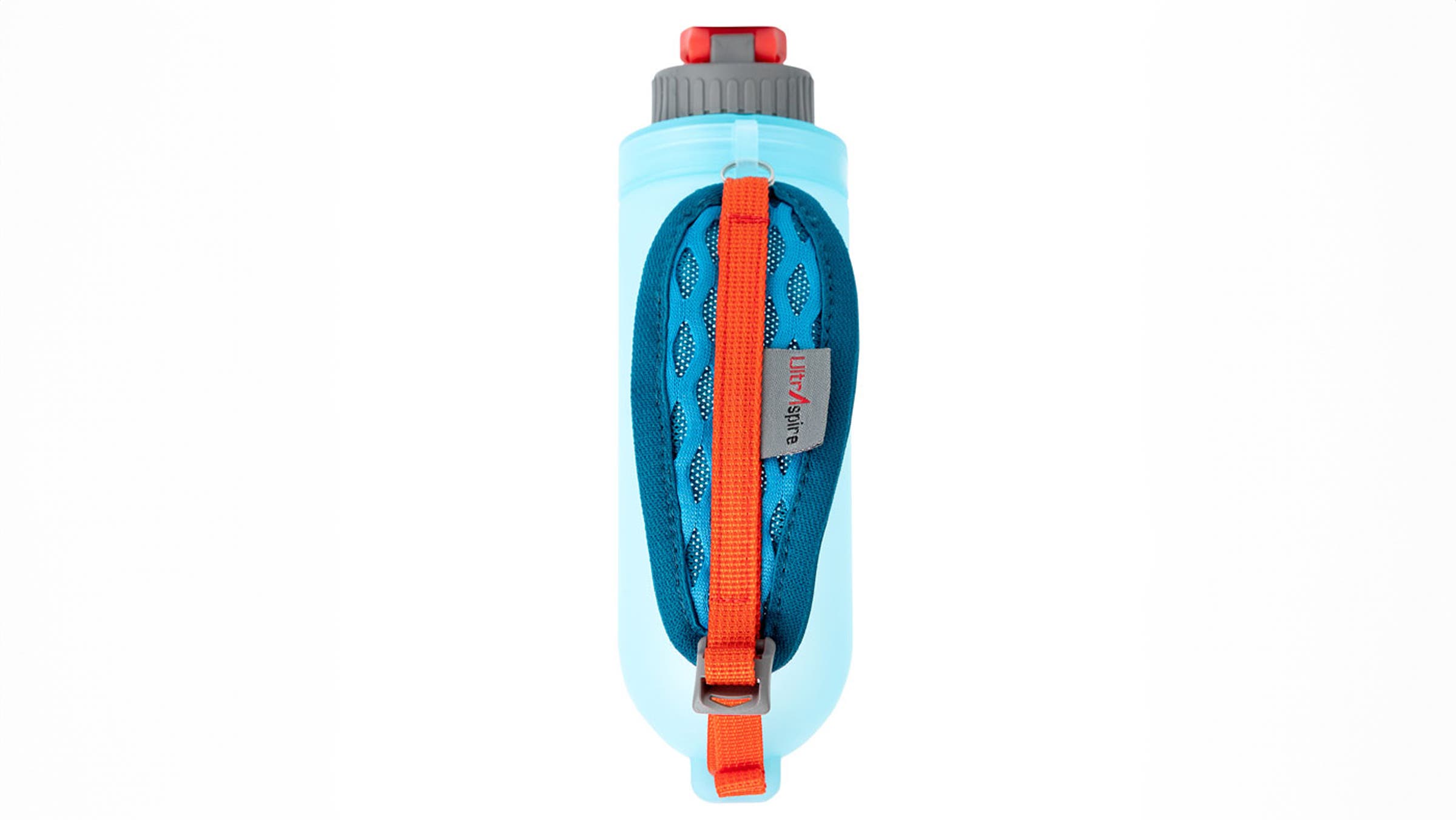 Ultraspire Handheld water bottle blue on white background