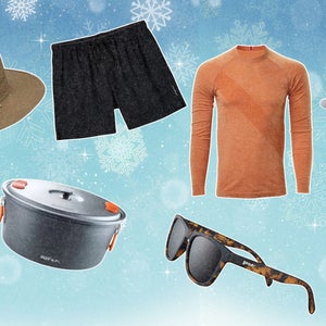 prodcuts over snowy background