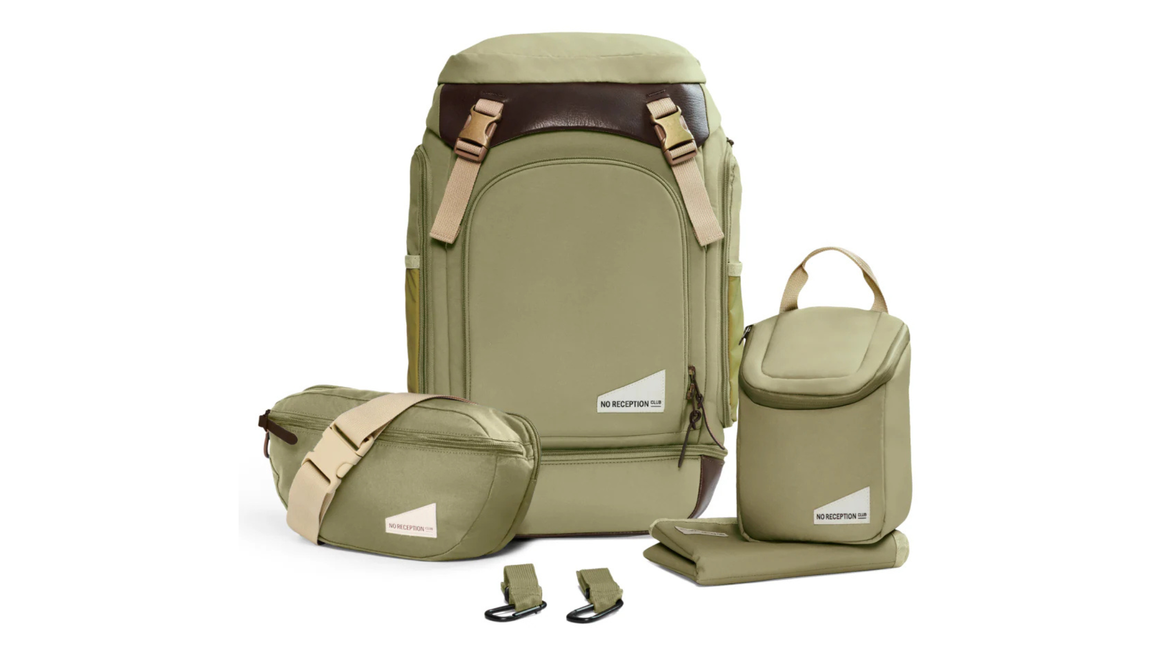 olive green best travel backpack with compartments and inserts on white background