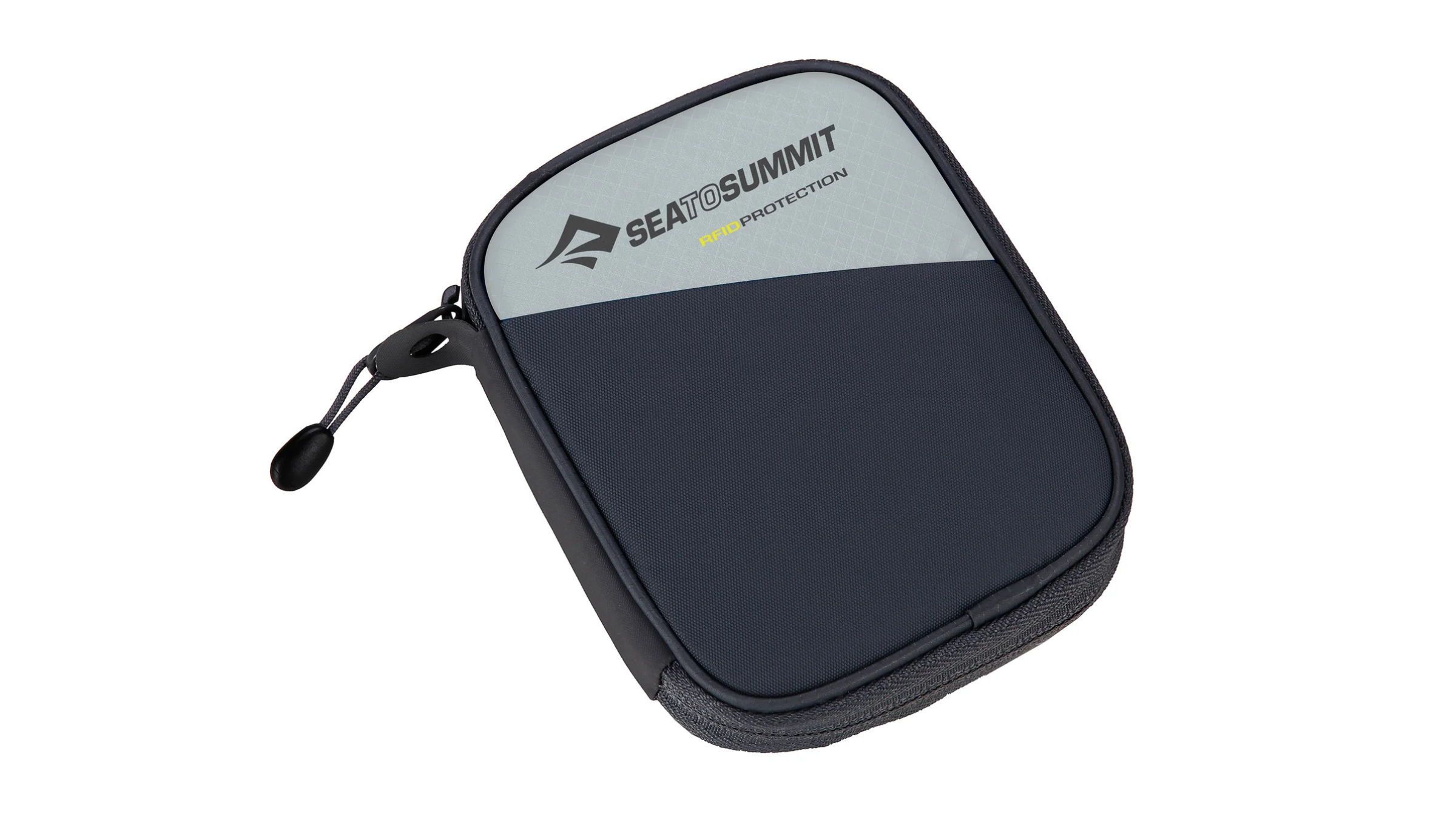 black and gray RFID wallet, gift for travelers, on white background