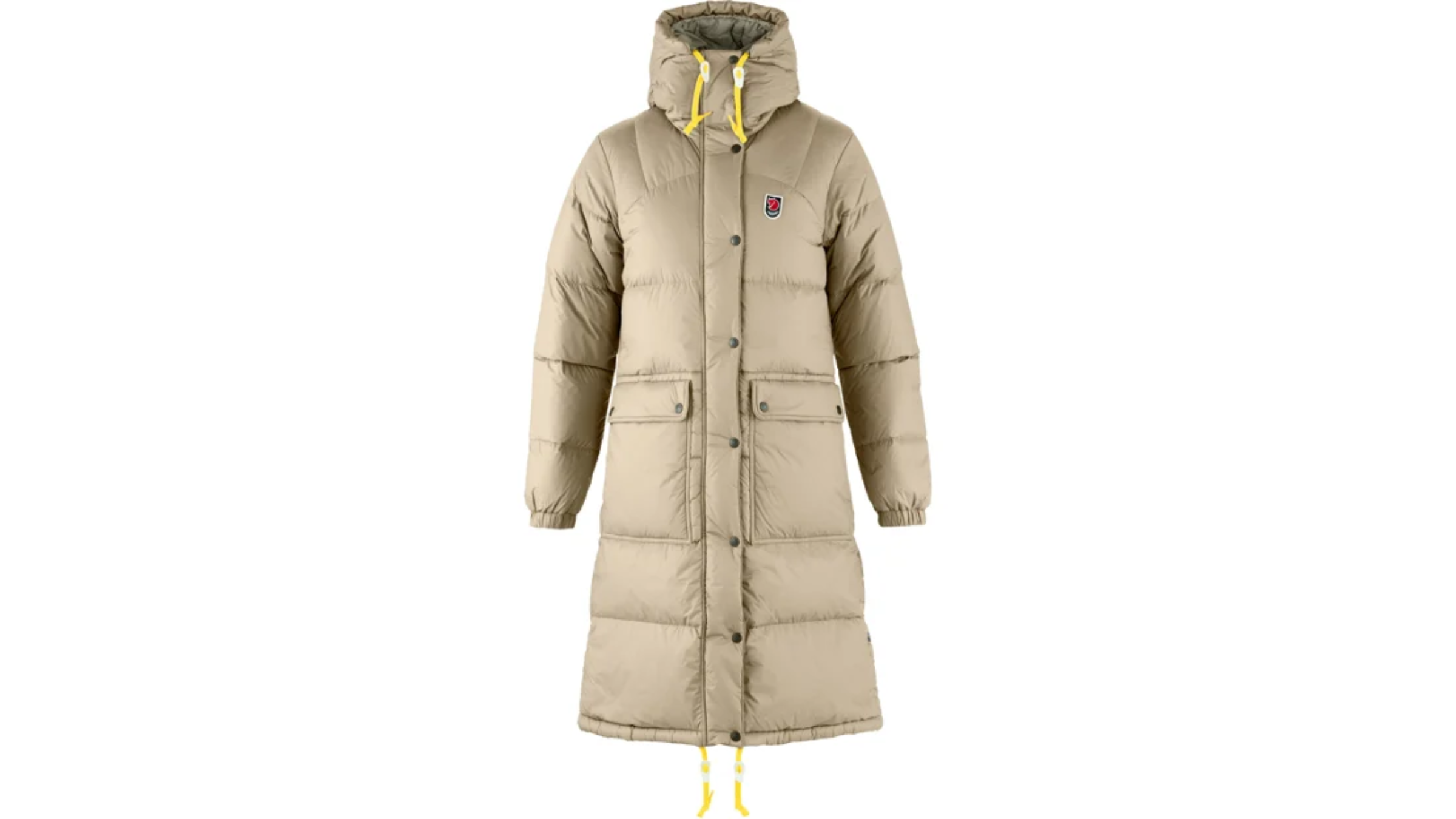 Fjallraven Expedition Long Down Parka winter coat in light grey or beige, one of the best winter coats tested by Outside in 2026