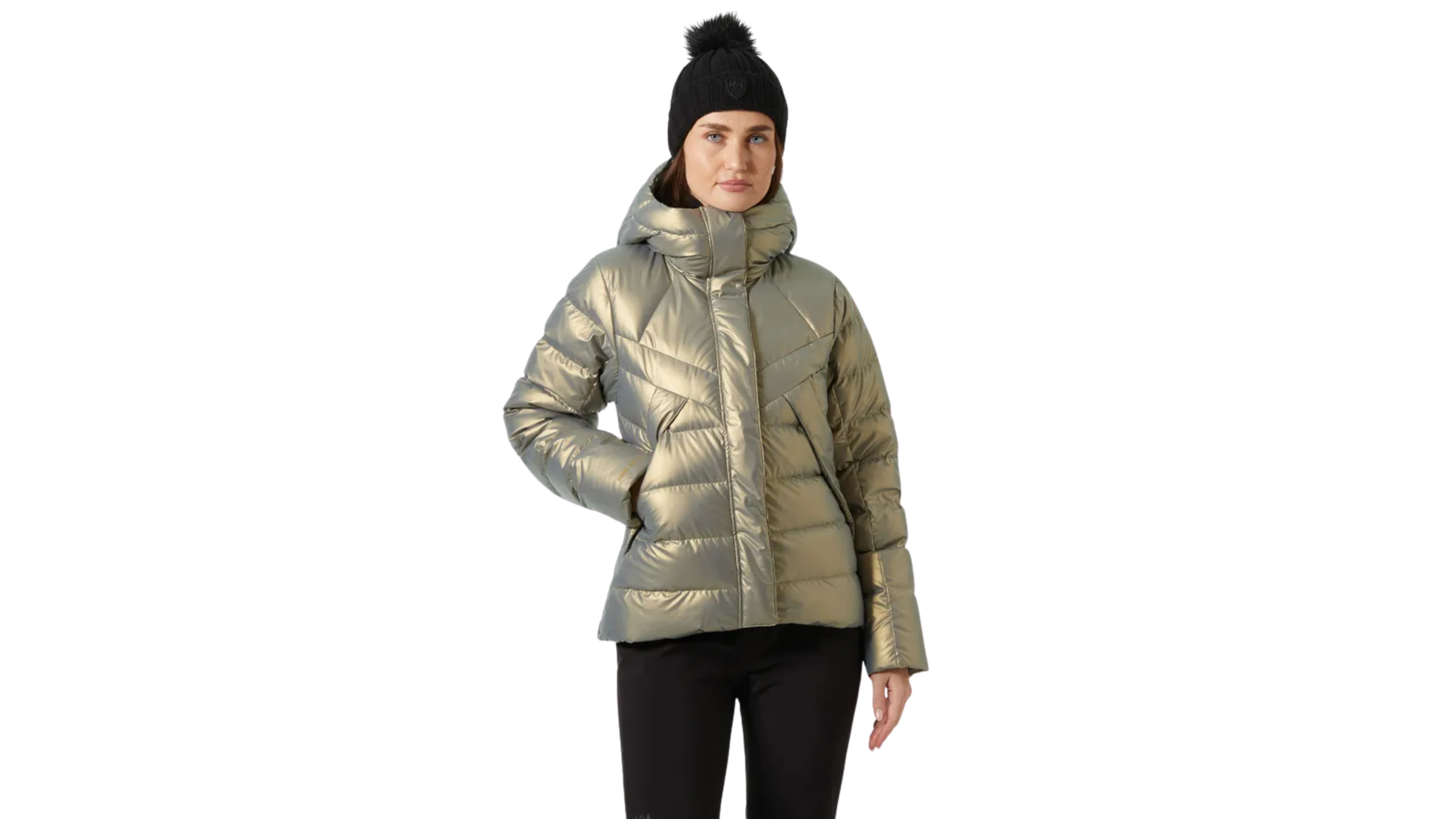 Helly Hansen Women's Winter Bliss Down Jacket in iridescent gold and silver, one of the best winter coats tested by Outside in 2026