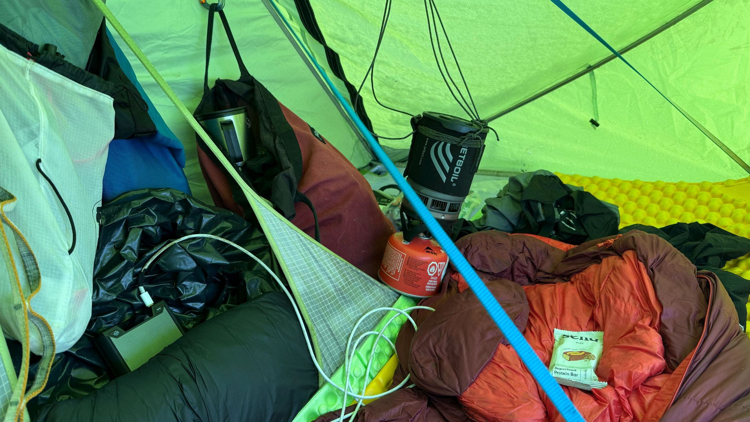 Inside Sasha's portaledge