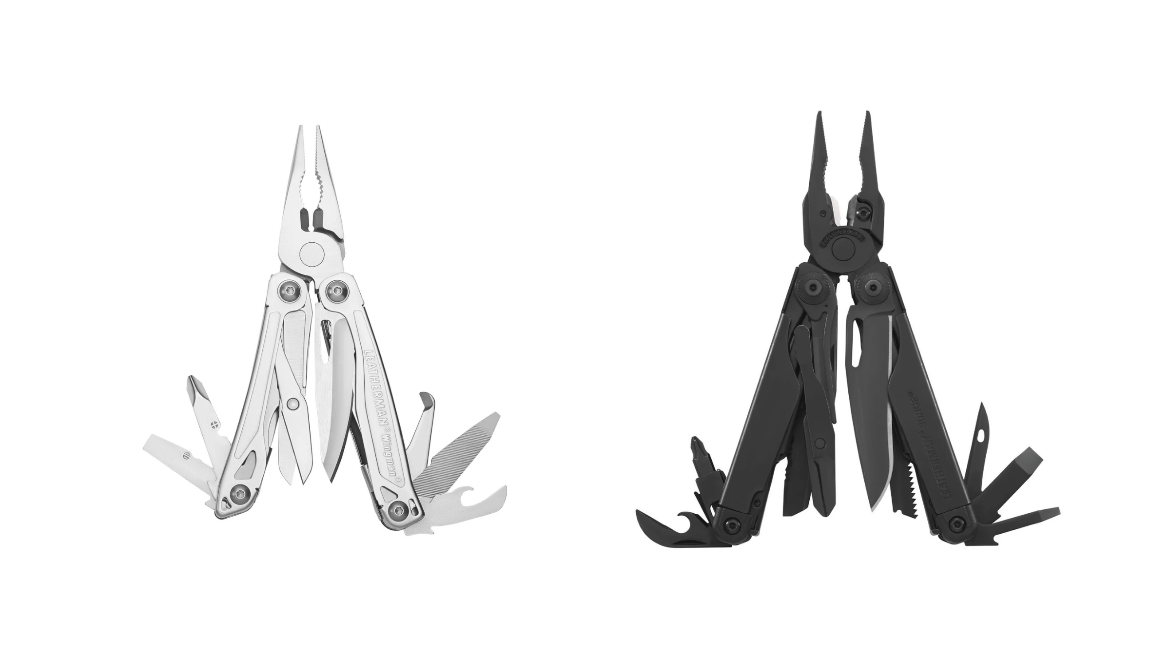 Leatherman Multi-tool featuring the Wingman (left) and the Surge (right)