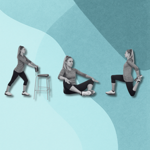 woman doing lower body stretches