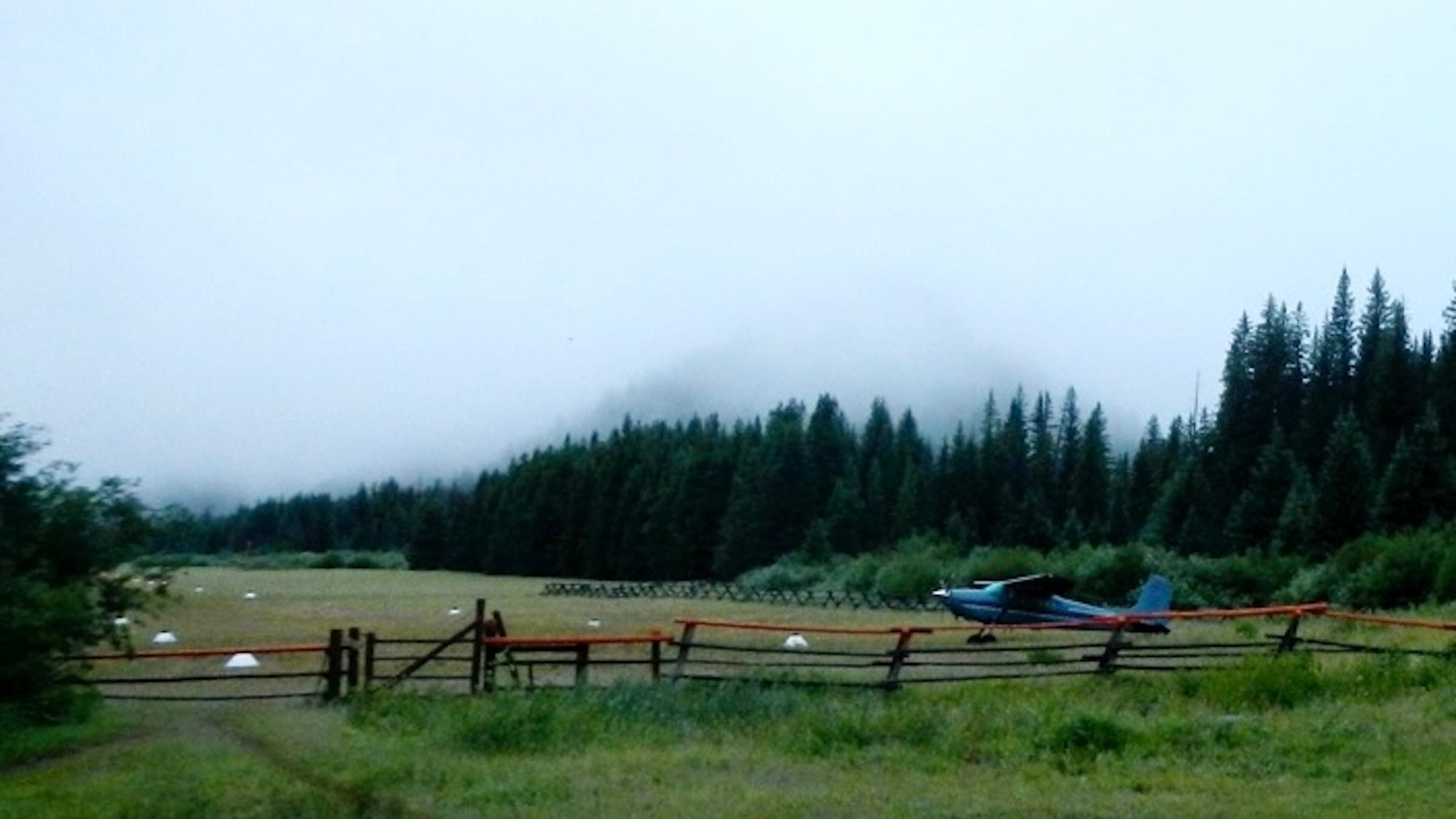 The plane surrounded by fog