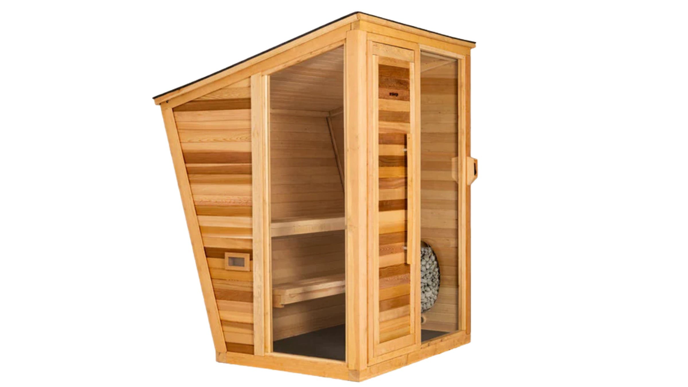 brown wood sauna on a white background