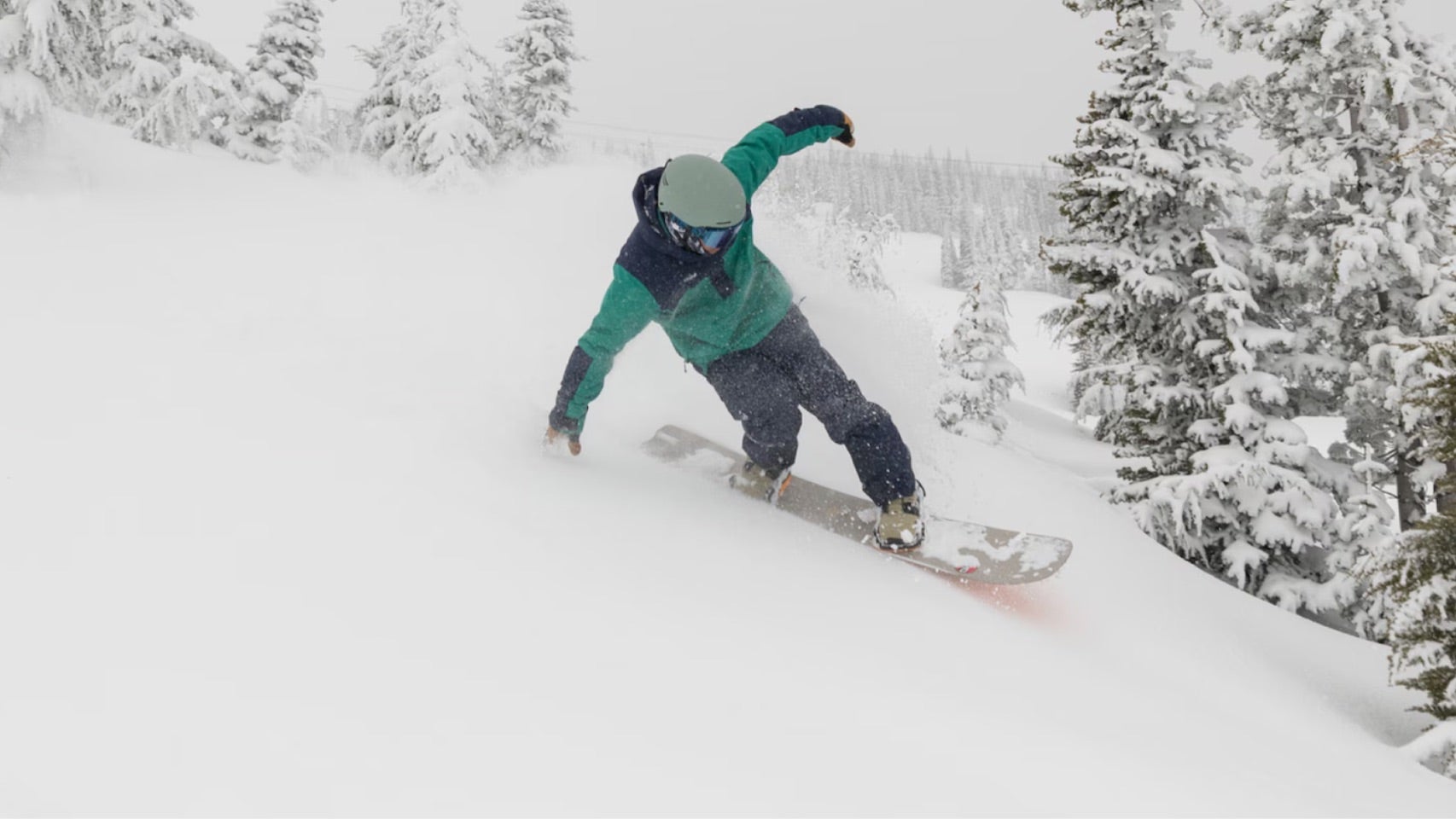 snowboarder on a powder day