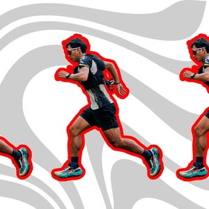 man running outlined in red