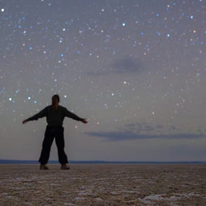 The author on Summer Lake against the stars