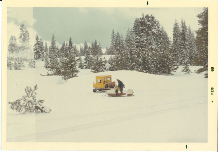 Before Highway 88 was plowed in the 1970s, winter access to Kirkwood was limited to snowmobiles and cats.
