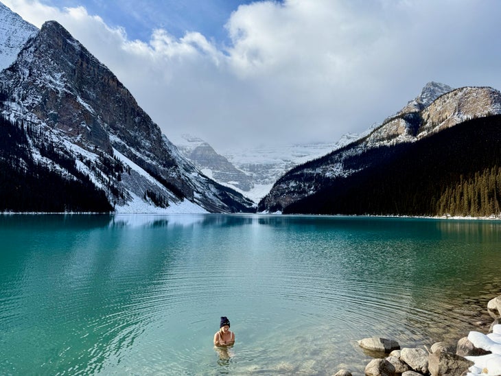 Banff Canada alpine lake plunge