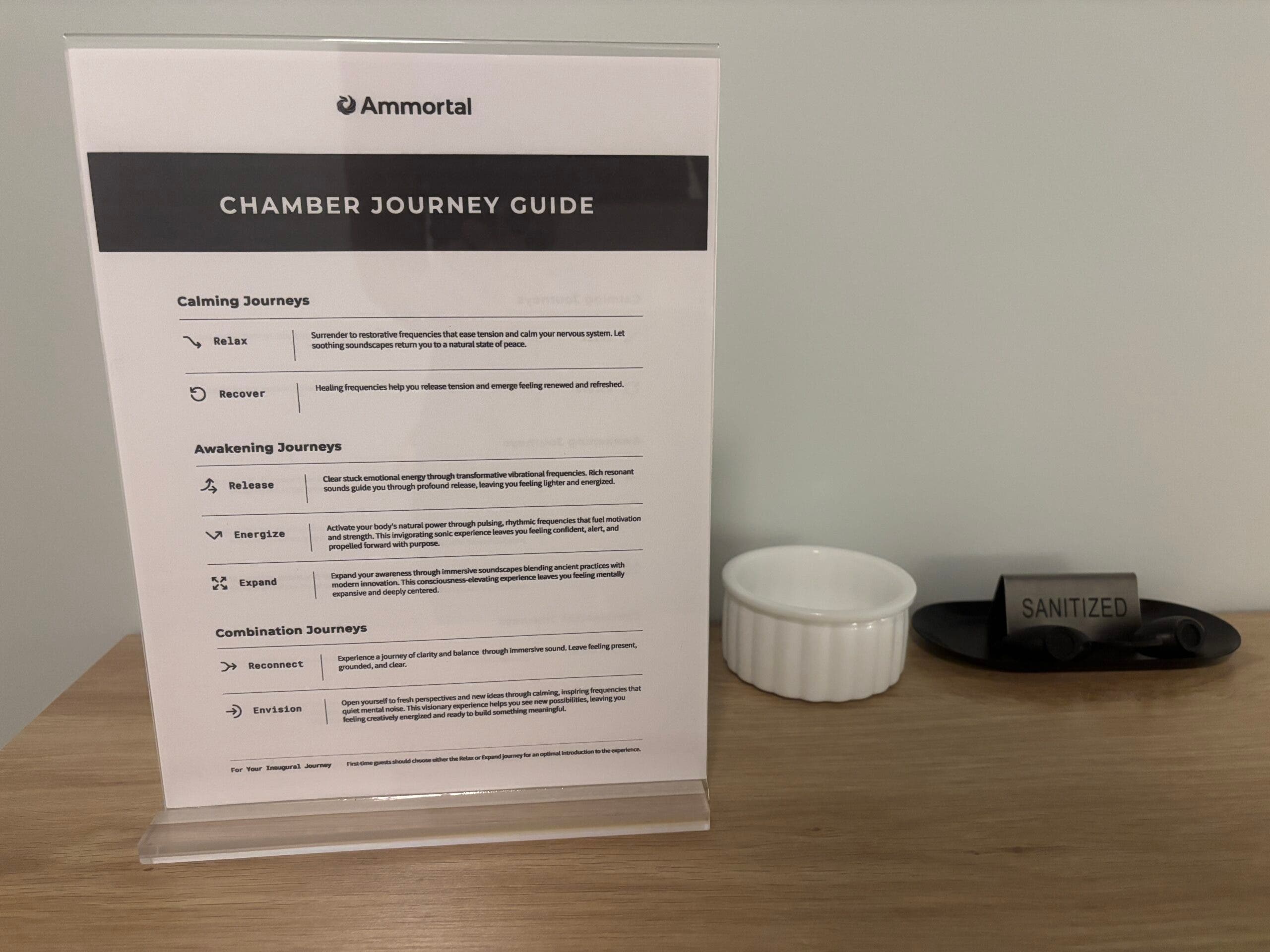 Ammortal Chamber journey menu