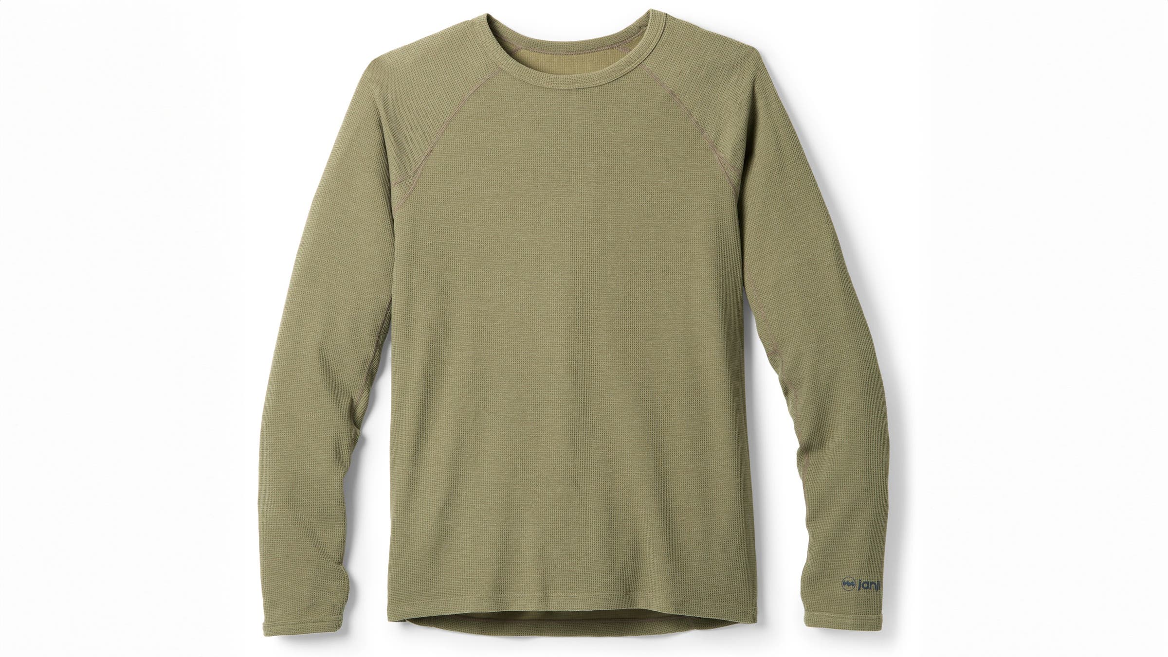 Janji Waffleloft Long Sleeve green shirt on a white background