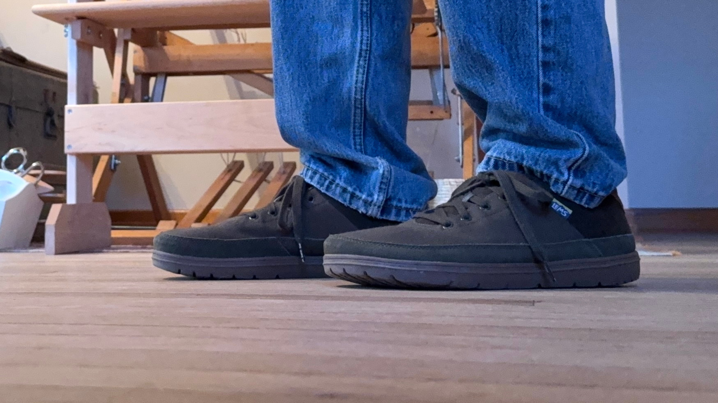 Lems Chillum Lace-Up Minimalist Shoes in dark grey and black