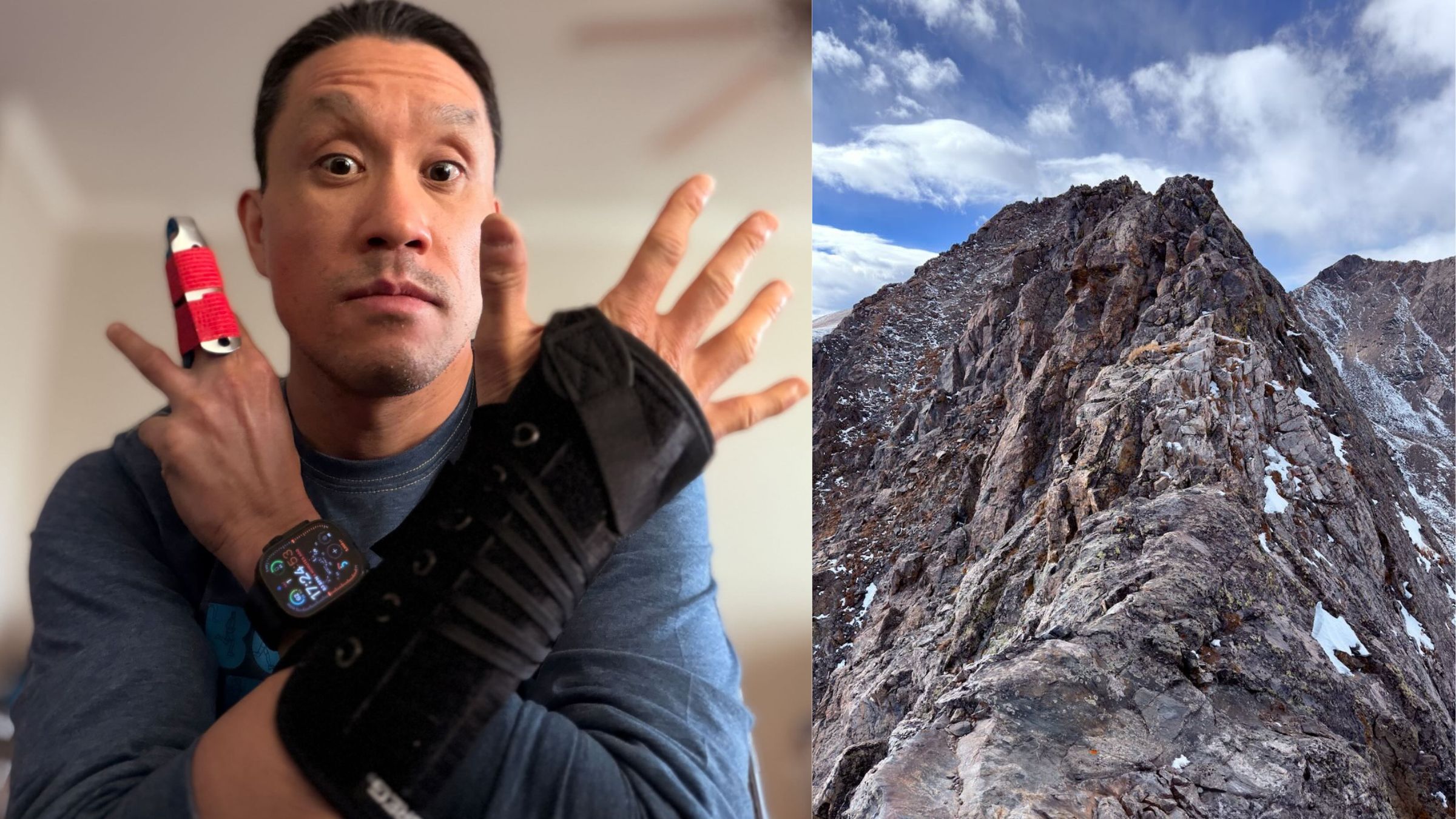 Phong Le (left) fell off a rocky outcrop in Colorado's Tenmile Range
