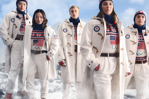 Athletes Alex Shibutani, Maia Shibutani, Jordan Stolz, Hilary Knight, and Jack Wallace in the Ralph Lauren closing ceremony uniforms