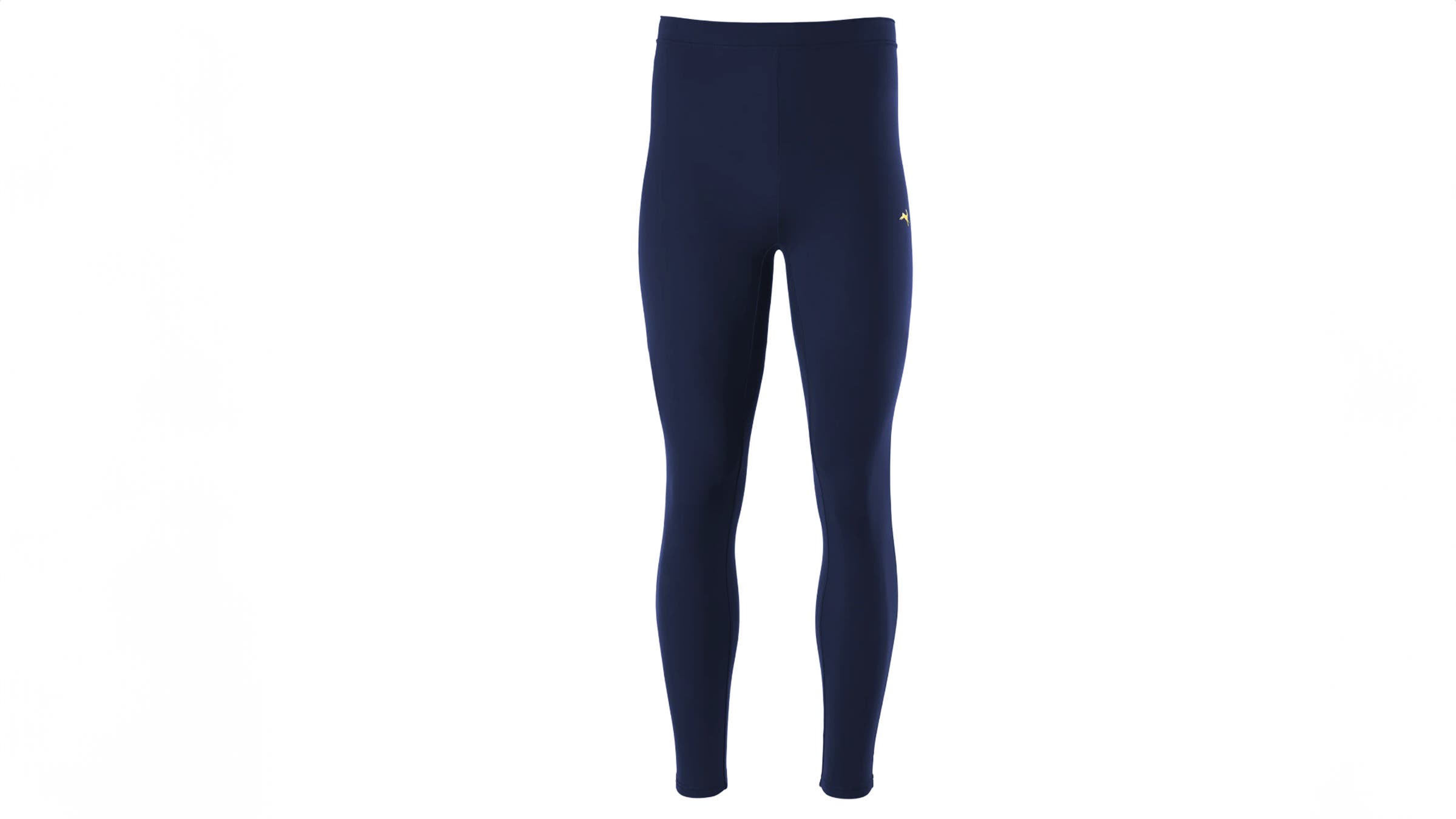 Tracksmith Turnover Lined tights running tights blue on white background