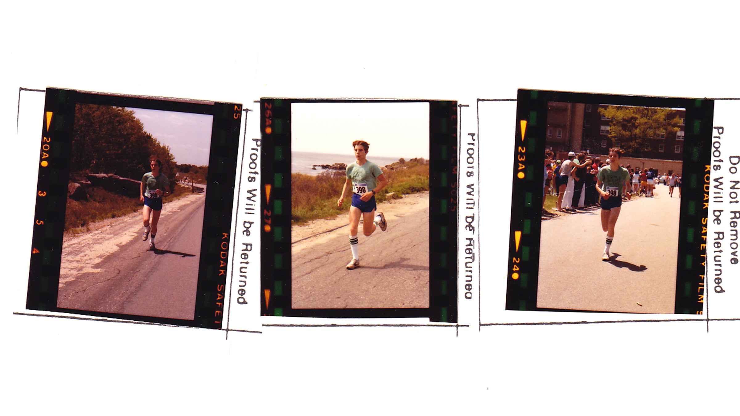 Jonathan Beverly running the Maine Coast Marathon in 1980 wearing well-tested gear