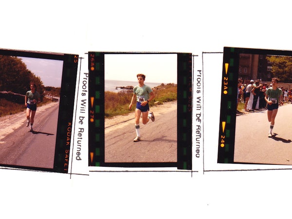 Jonathan Beverly running the Maine Coast Marathon in 1980 wearing well-tested gear